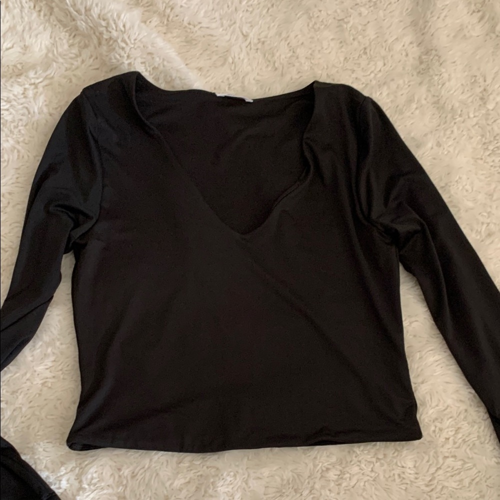 Elegant Black V-Neck Women's Top